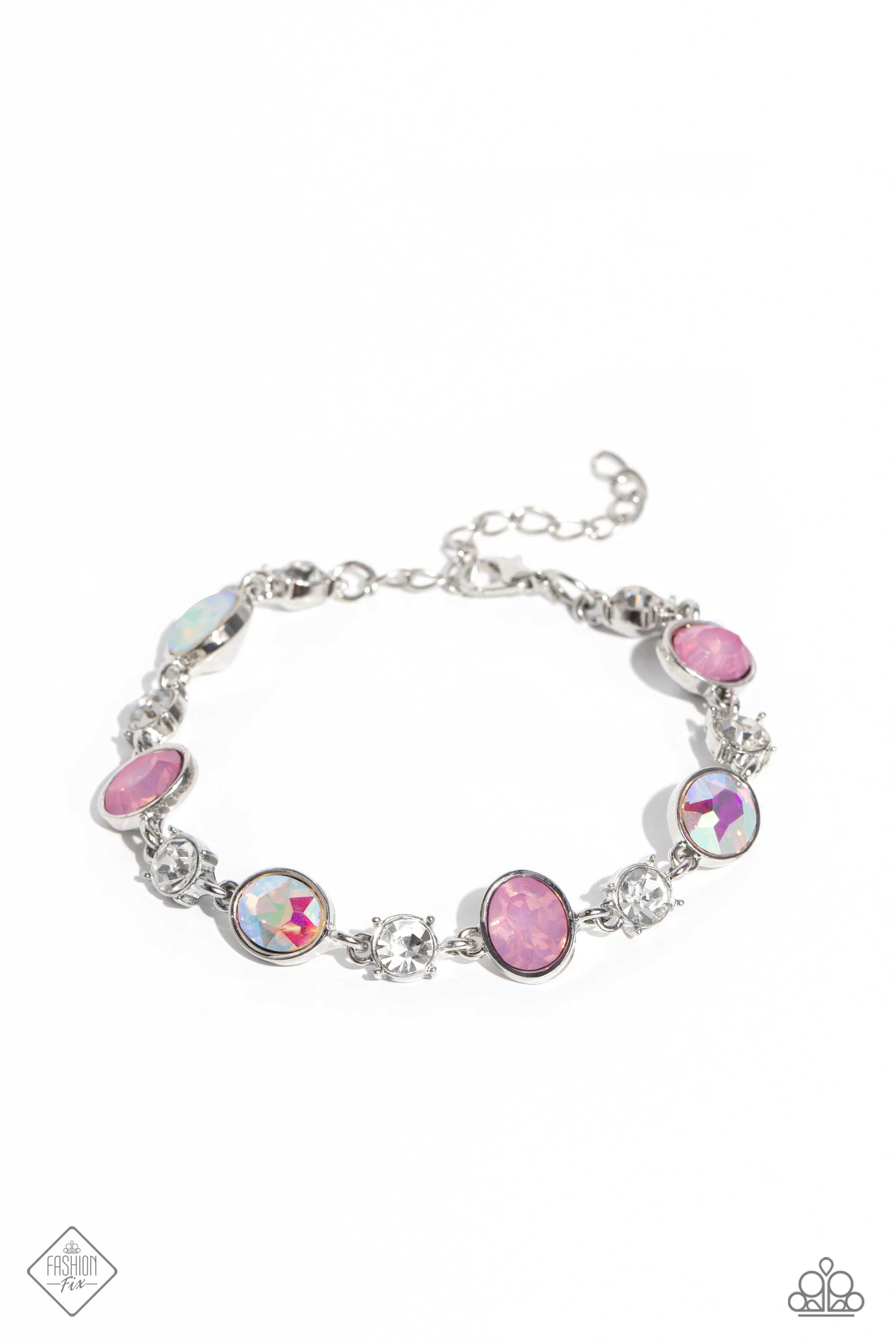 Ethereal Empathy Multi & Pink Rhinestone Bracelet - Paparazzi Accessories- lightbox - CarasShop.com - Paparazzi Jewelry by Cara Jewels
