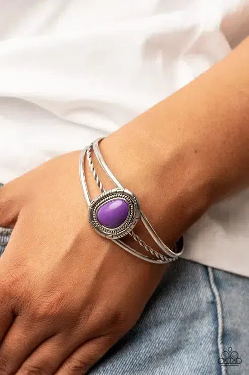 Ethereal Enthusiast Purple Bracelet - Paparazzi Accessories-on model - CarasShop.com - Paparazzi Jewelry by Cara Jewels