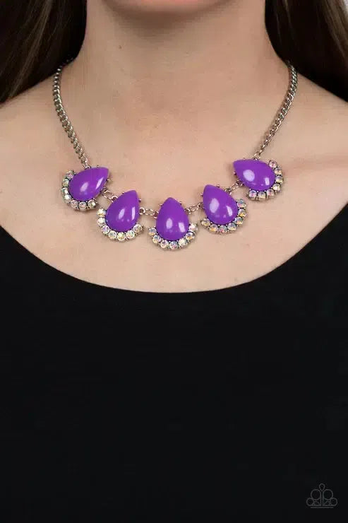 Ethereal Exaggerations Purple Necklace - Paparazzi Accessories-on model - CarasShop.com - Paparazzi Jewelry by Cara Jewels