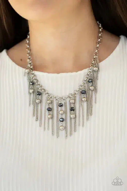 Ever Rebellious Blue Necklace - Paparazzi Accessories-on model - CarasShop.com - Paparazzi Jewelry by Cara Jewels