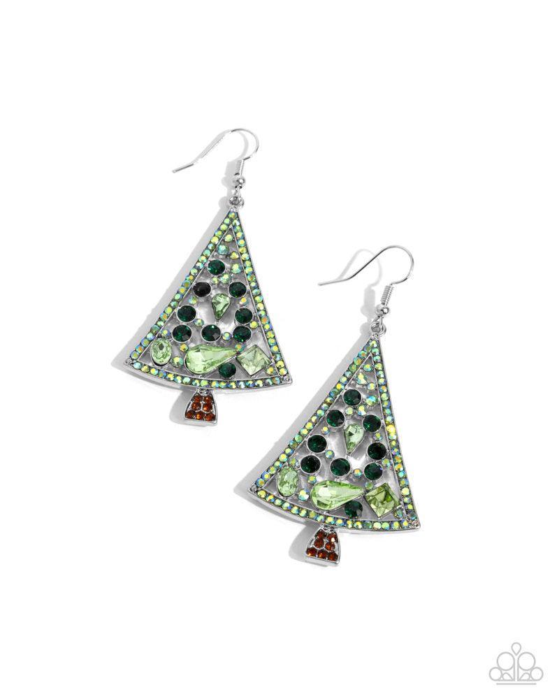 Evergreen Elegance Multi Christmas Tree Earrings - Paparazzi Accessories- lightbox - CarasShop.com - Paparazzi Jewelry by Cara Jewels