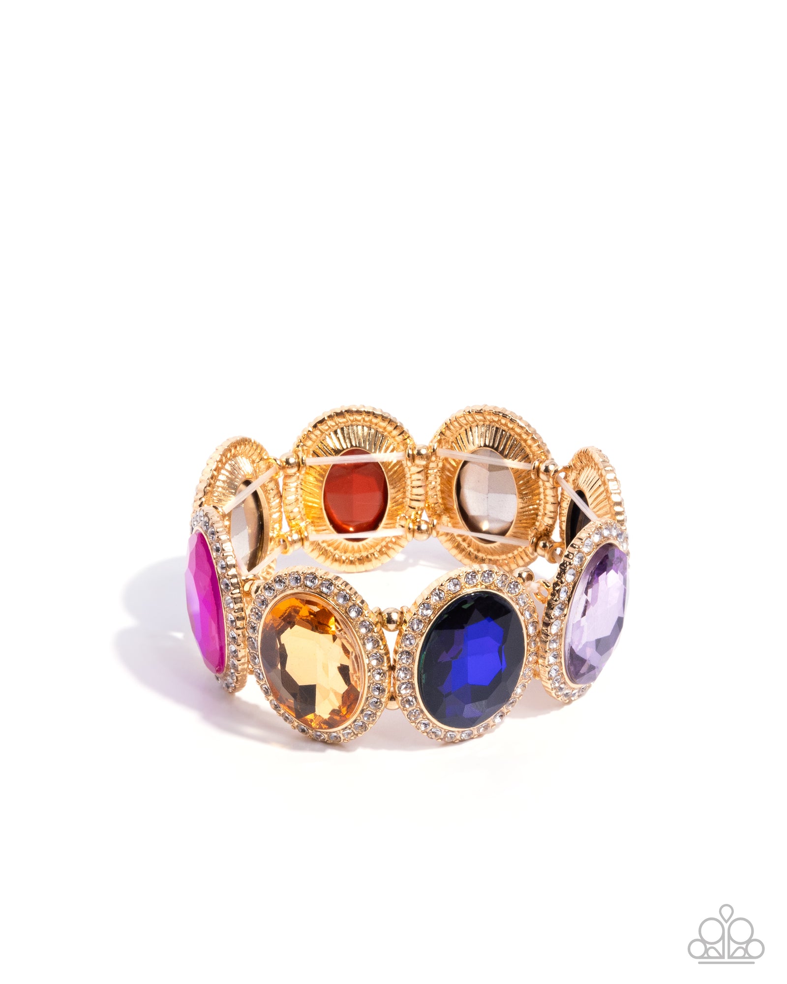Everyday Elevation Multi Gem & Gold Bracelet - Paparazzi Accessories- lightbox - CarasShop.com - Paparazzi Jewelry by Cara Jewels