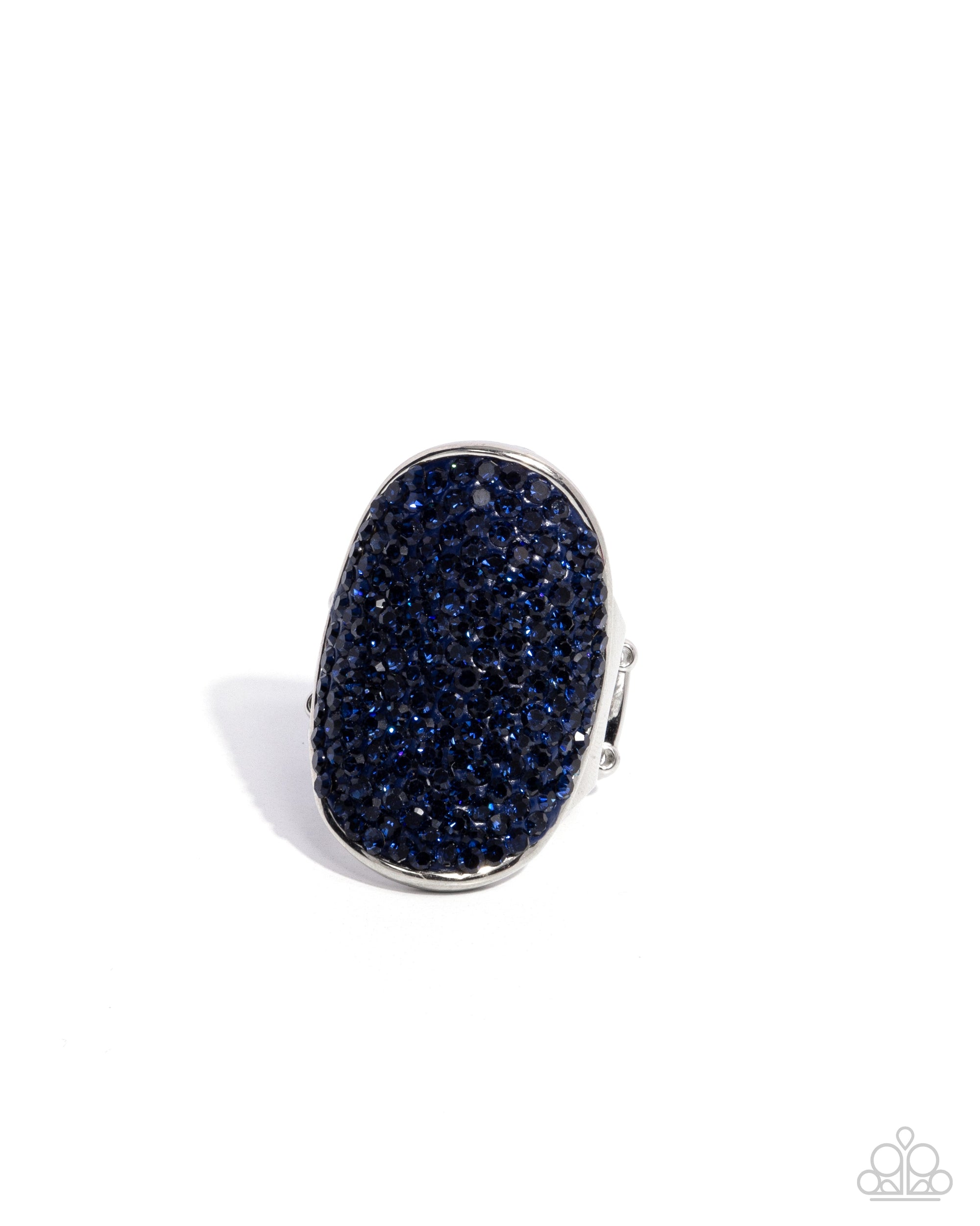 Exaggerated Elitist Navy Blue Rhinestone Ring - Paparazzi Accessories- lightbox - CarasShop.com - Paparazzi Jewelry by Cara Jewels