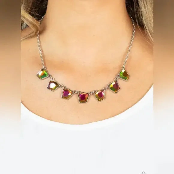 Experimental Edge Multi Necklace - Paparazzi Accessories- on model - CarasShop.com - Paparazzi Jewelry by Cara Jewels