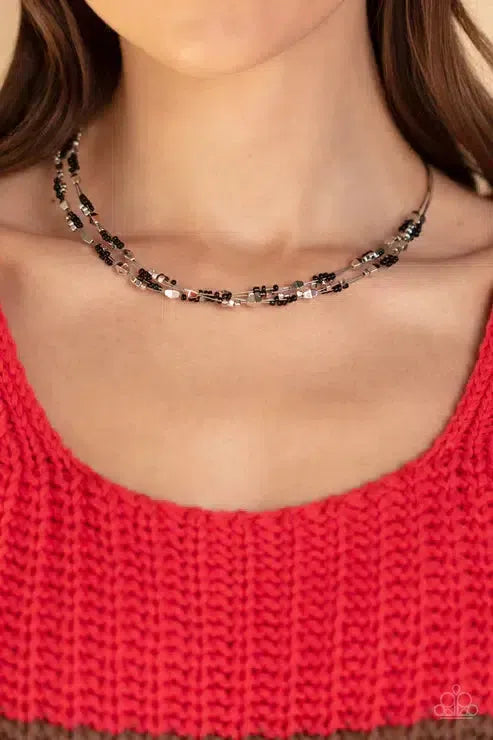 Explore Every Angle Black Necklace - Paparazzi Accessories-on model - CarasShop.com - Paparazzi Jewelry by Cara Jewels