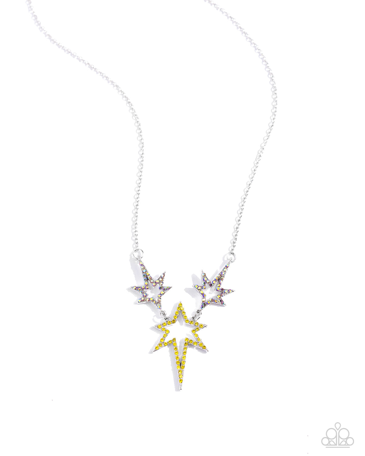 Explosive Exhibit Yellow Rhinestone Star Necklace - Paparazzi Accessories- lightbox - CarasShop.com - Paparazzi Jewelry by Cara Jewels
