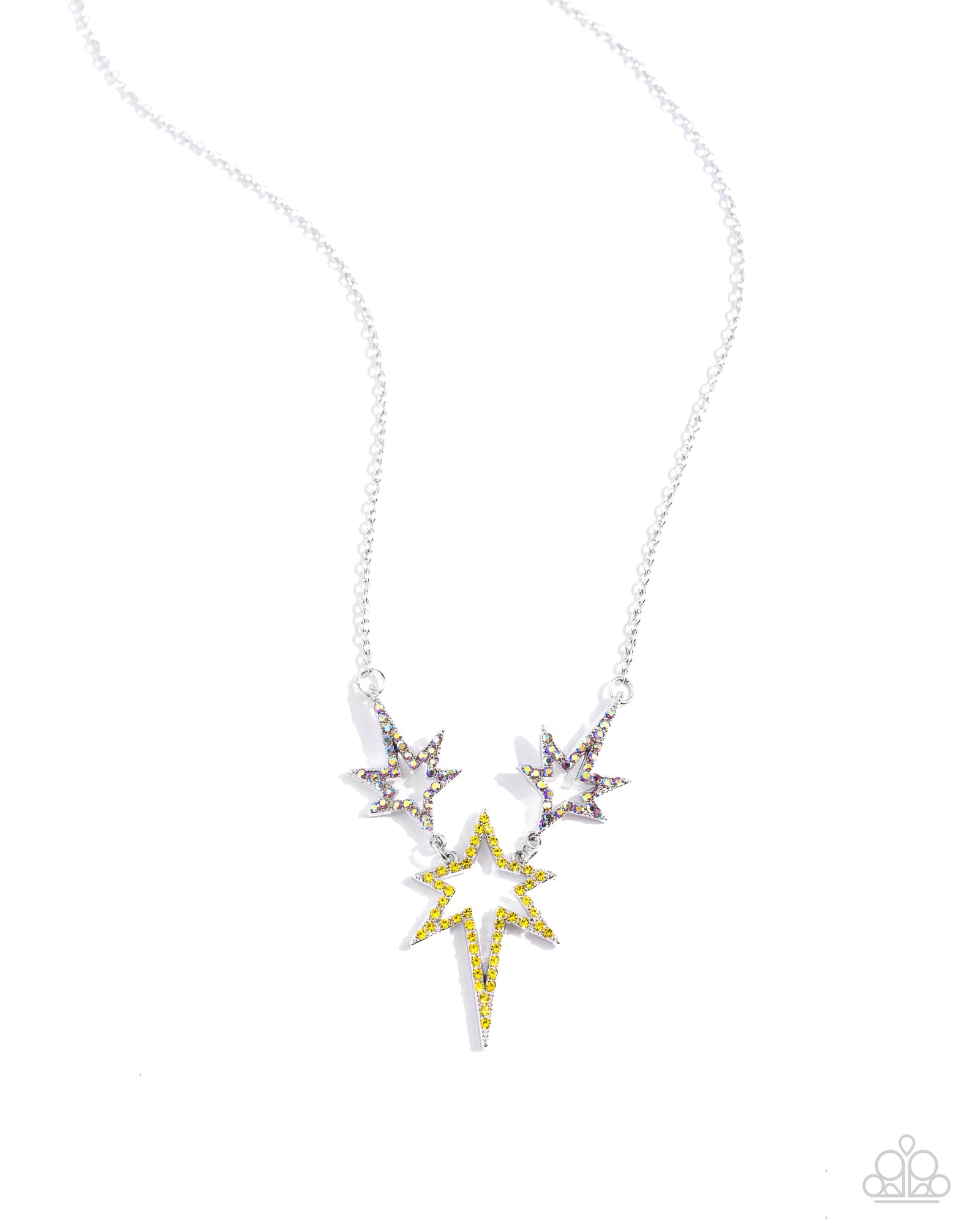 Explosive Exhibit Yellow Rhinestone Star Necklace - Paparazzi Accessories- lightbox - CarasShop.com - Paparazzi Jewelry by Cara Jewels
