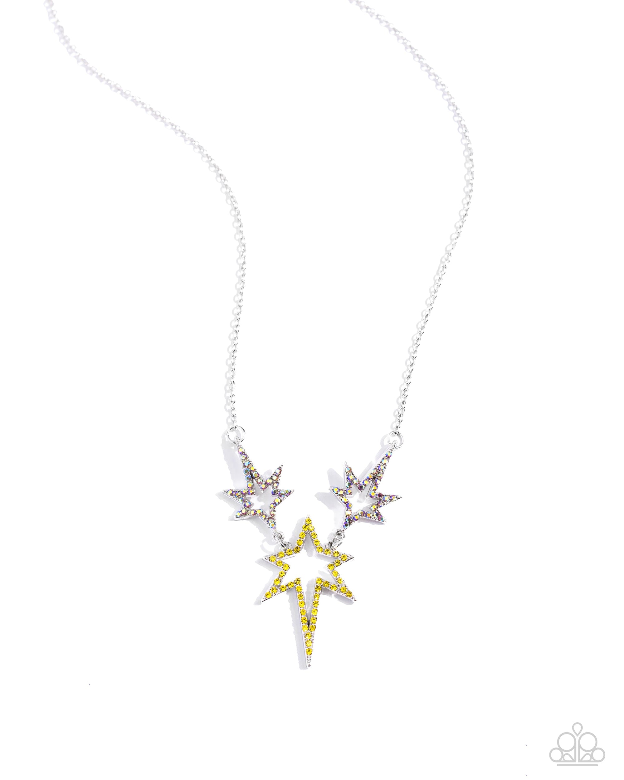 Explosive Exhibit Yellow Rhinestone Star Necklace - Paparazzi Accessories- lightbox - CarasShop.com - Paparazzi Jewelry by Cara Jewels