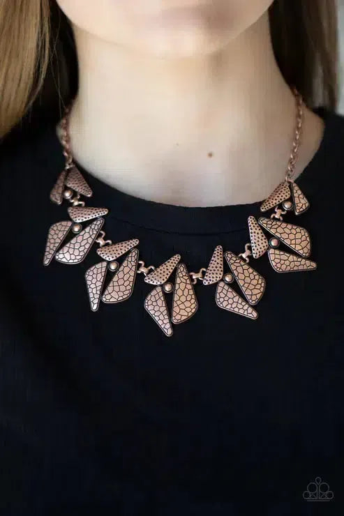 Extra Expedition Copper Necklace - Paparazzi Accessories-on model - CarasShop.com - Paparazzi Jewelry by Cara Jewels