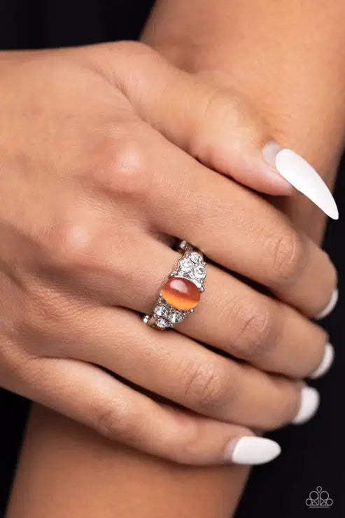 Extra Spark-tacular Orange Moonstone Ring - Paparazzi Accessories- on model - CarasShop.com - Paparazzi Jewelry by Cara Jewels