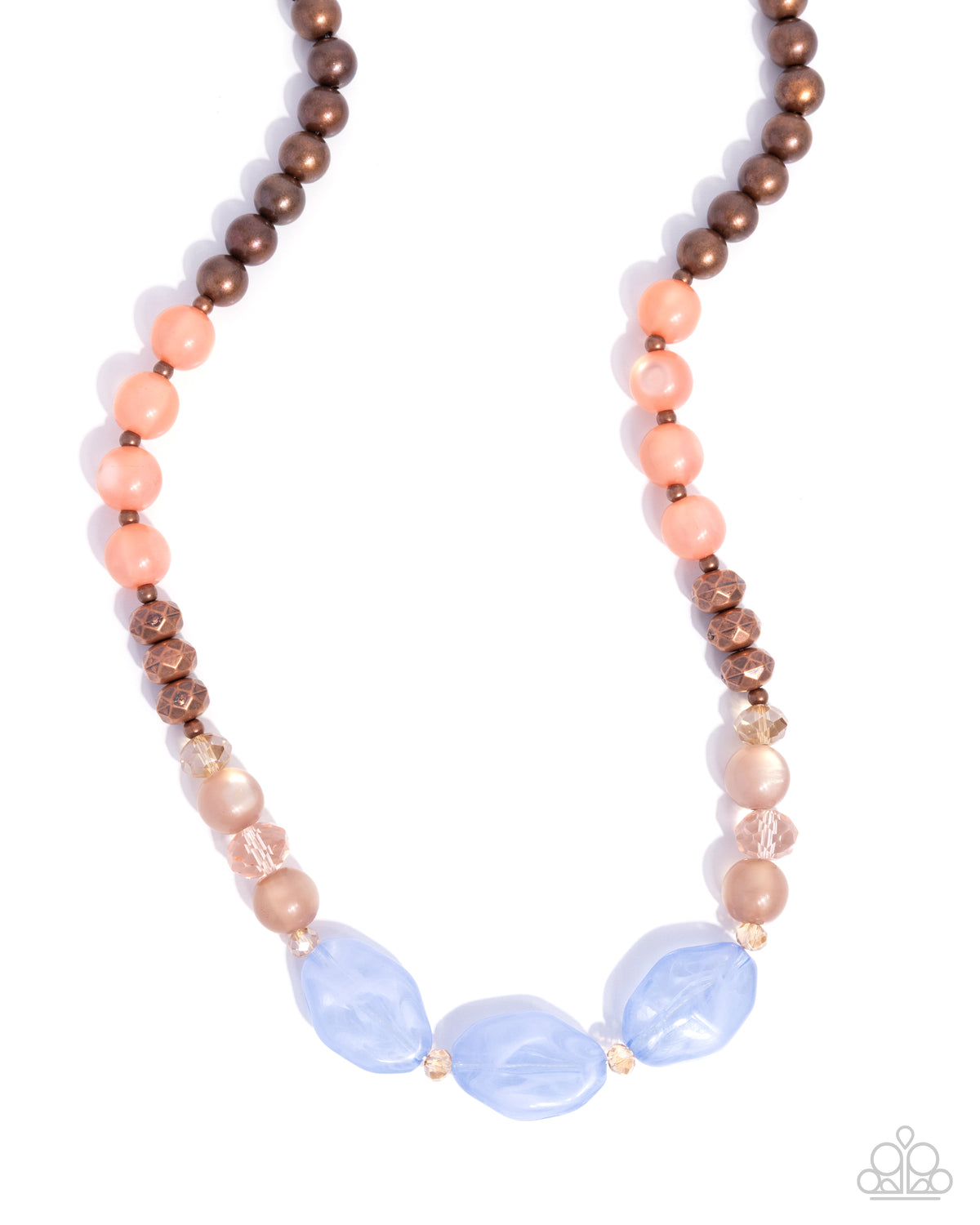 Extroverted Ease Copper & Blue Necklace - Paparazzi Accessories- lightbox - CarasShop.com - Paparazzi Jewelry by Cara Jewels