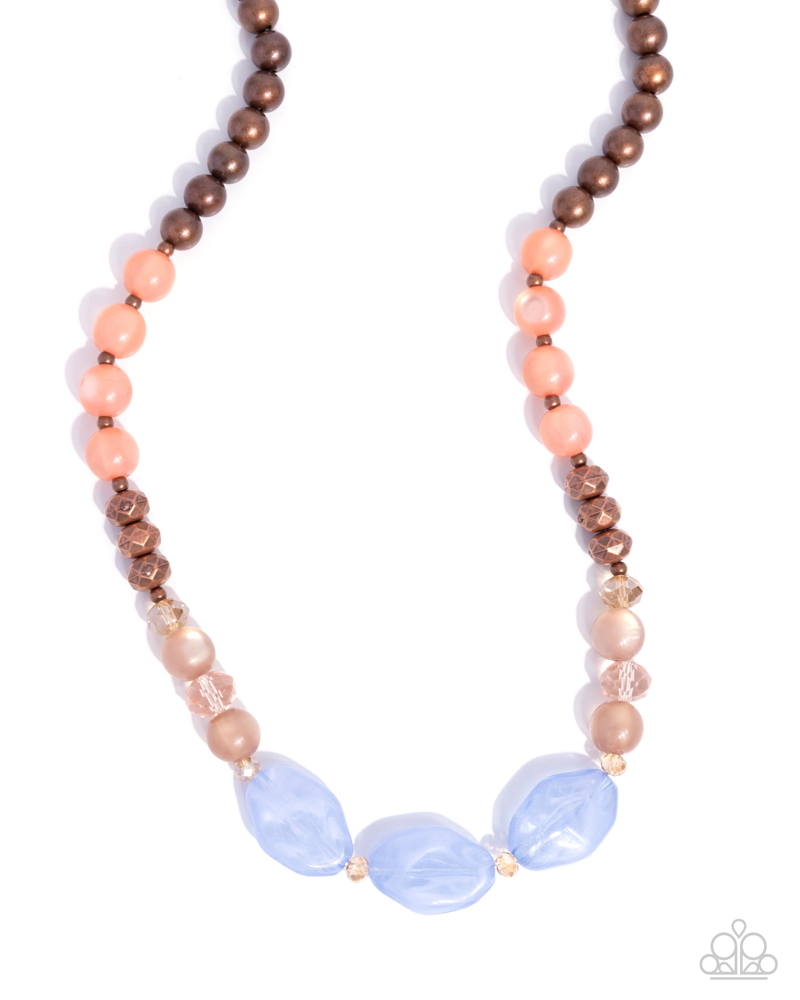 Extroverted Ease Copper & Blue Necklace - Paparazzi Accessories- lightbox - CarasShop.com - Paparazzi Jewelry by Cara Jewels