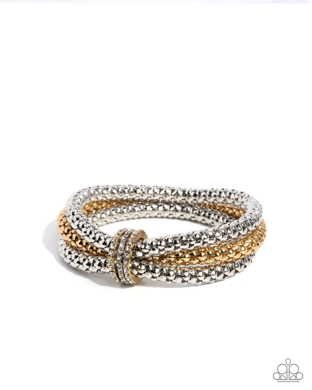 Faceted Facade Multi Silver & Gold Bracelet - Paparazzi Accessories- lightbox - CarasShop.com - Paparazzi Jewelry by Cara Jewels