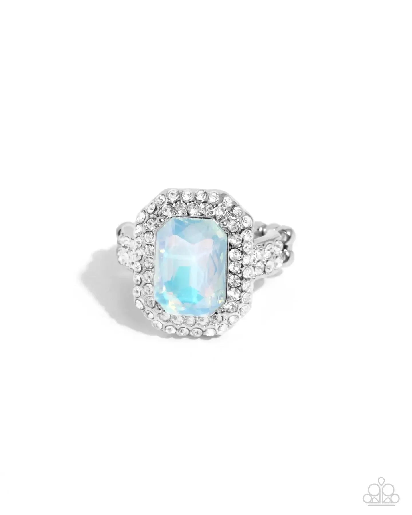 Faceted Fidelity Blue Opalescent Gem Ring - Paparazzi Accessories- lightbox - CarasShop.com - Paparazzi Jewelry by Cara Jewels