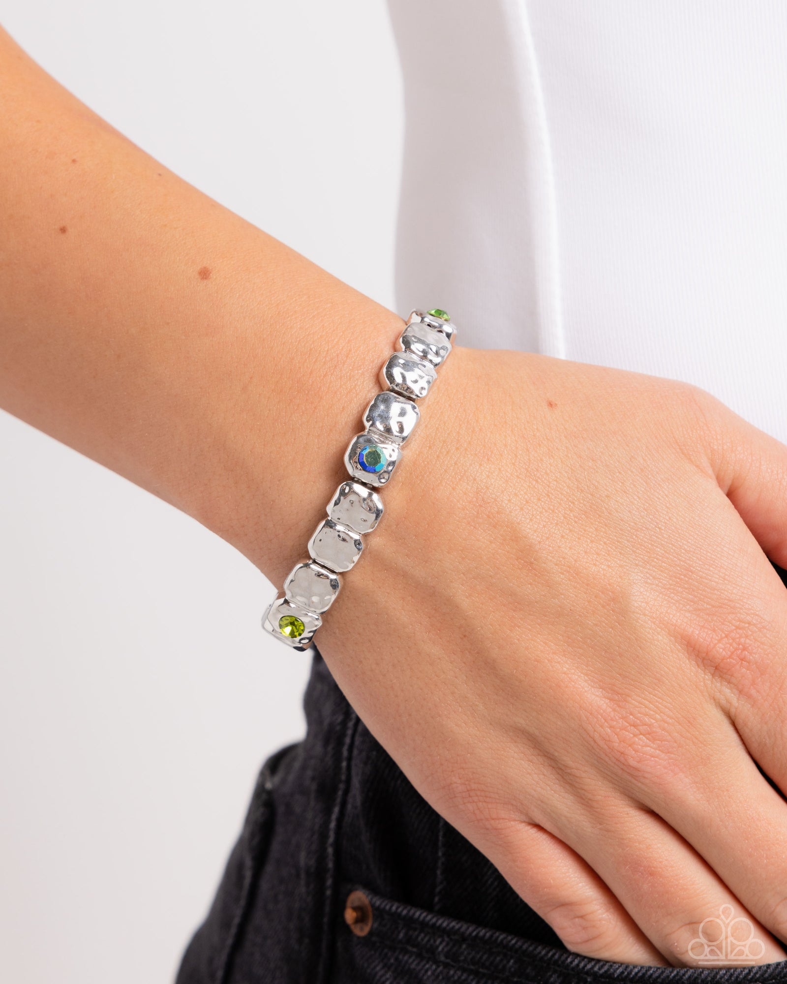 Faint-Hearted Fashion Green Bracelet - Paparazzi Accessories- lightbox - CarasShop.com - Paparazzi Jewelry by Cara Jewels