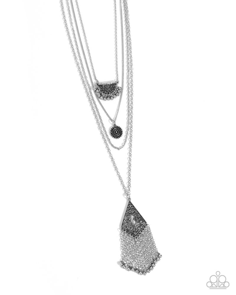 Faithful Filigree Silver Necklace - Paparazzi Accessories- lightbox - CarasShop.com - Paparazzi Jewelry by Cara Jewels