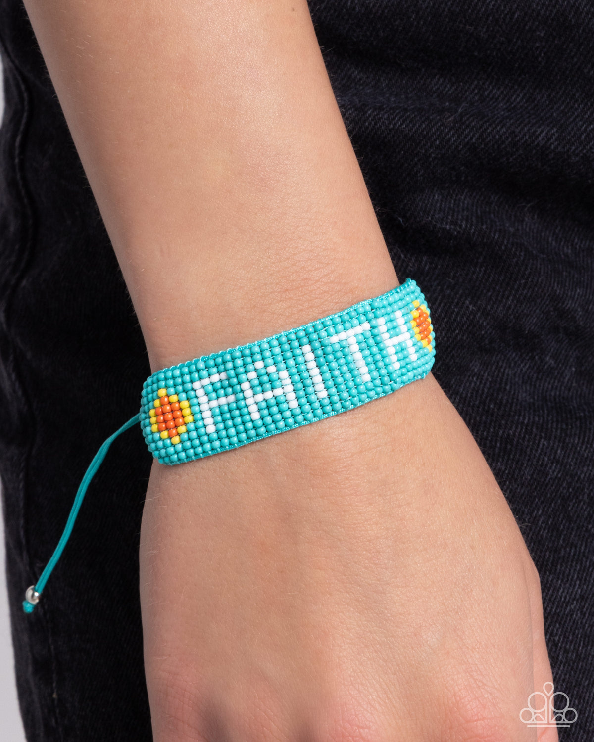 Faithful Foundation Multi Turquoise Blue Seed Bead Inspirational Urban Bracelet - Paparazzi Accessories- on model - CarasShop.com - Paparazzi Jewelry by Cara Jewels