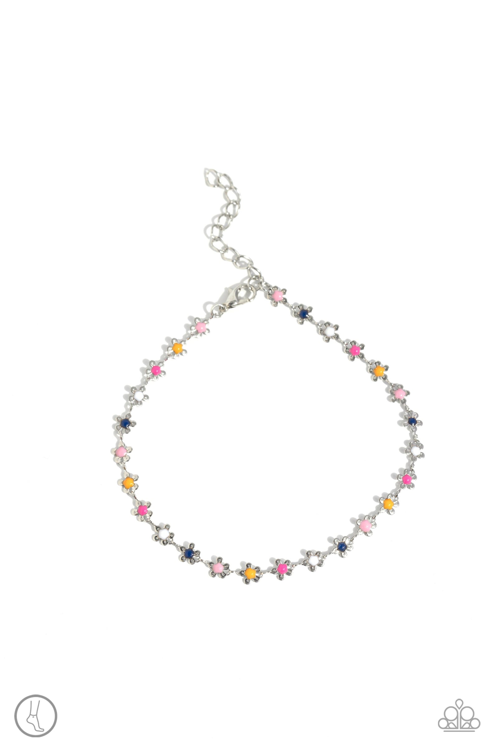 Familiar Florals Multi Flower Anklet - Paparazzi Accessories- lightbox - CarasShop.com - Paparazzi Jewelry by Cara Jewels