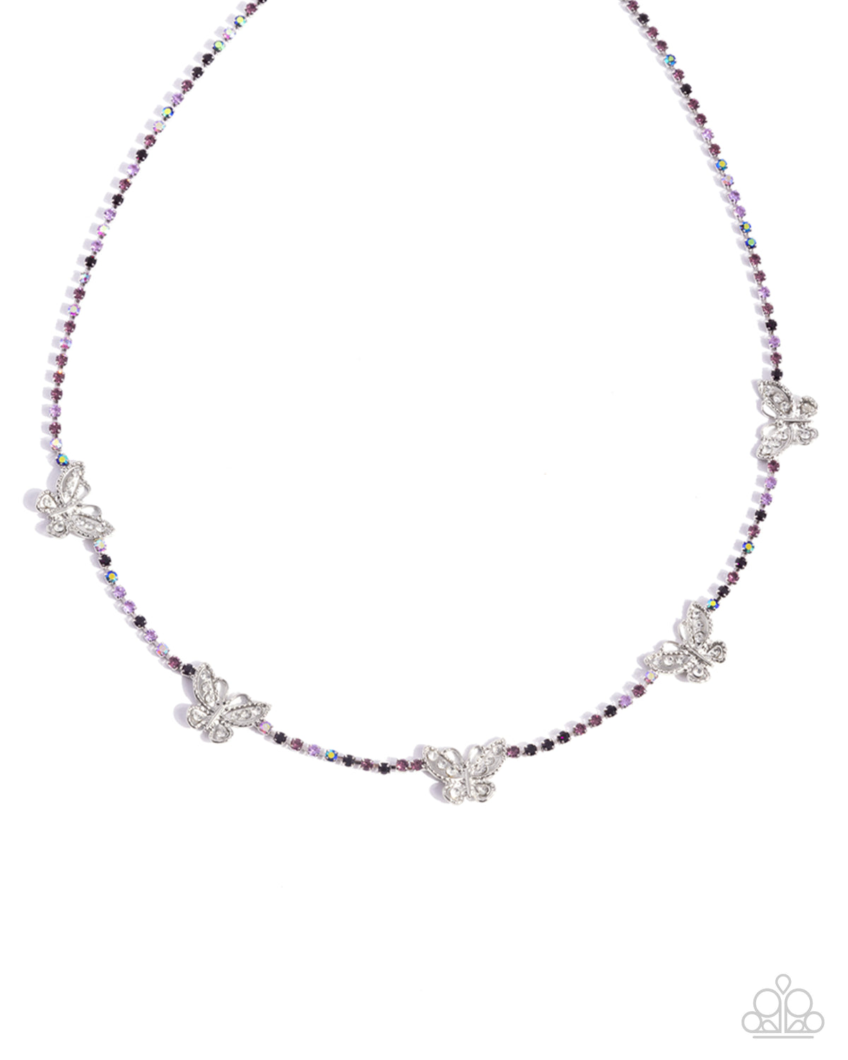 FANCIFUL of Life Purple Rhinestone Butterfly Necklace - Paparazzi Accessories- lightbox - CarasShop.com - Paparazzi Jewelry by Cara Jewels