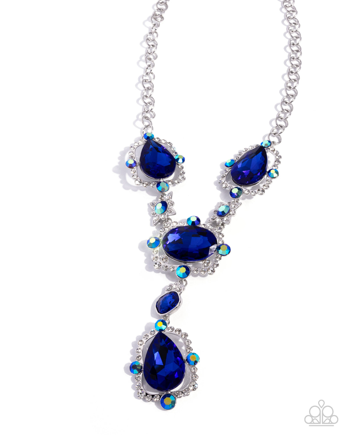 Fancy Formula Blue Gem Necklace - Paparazzi Accessories- lightbox - CarasShop.com - Paparazzi Jewelry by Cara Jewels
