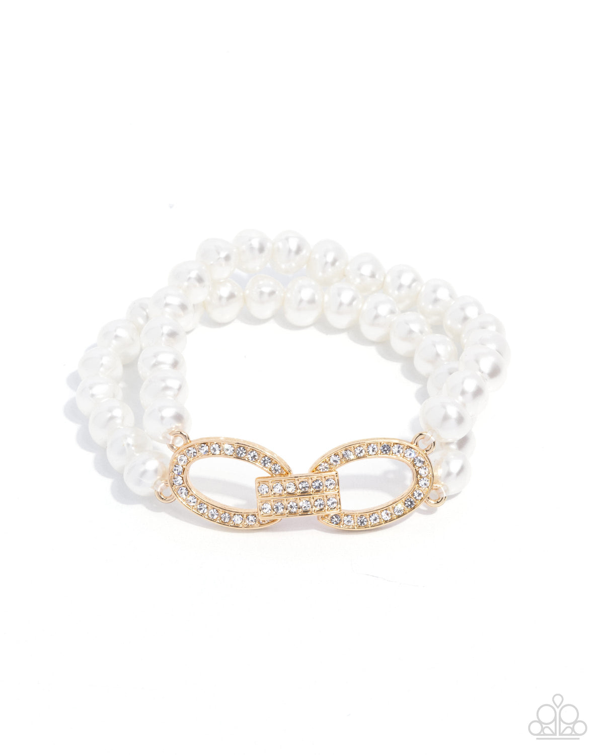 Fancy-Free Fanfare Gold & White Pearl Bracelet - Paparazzi Accessories- lightbox - CarasShop.com - Paparazzi Jewelry by Cara Jewels