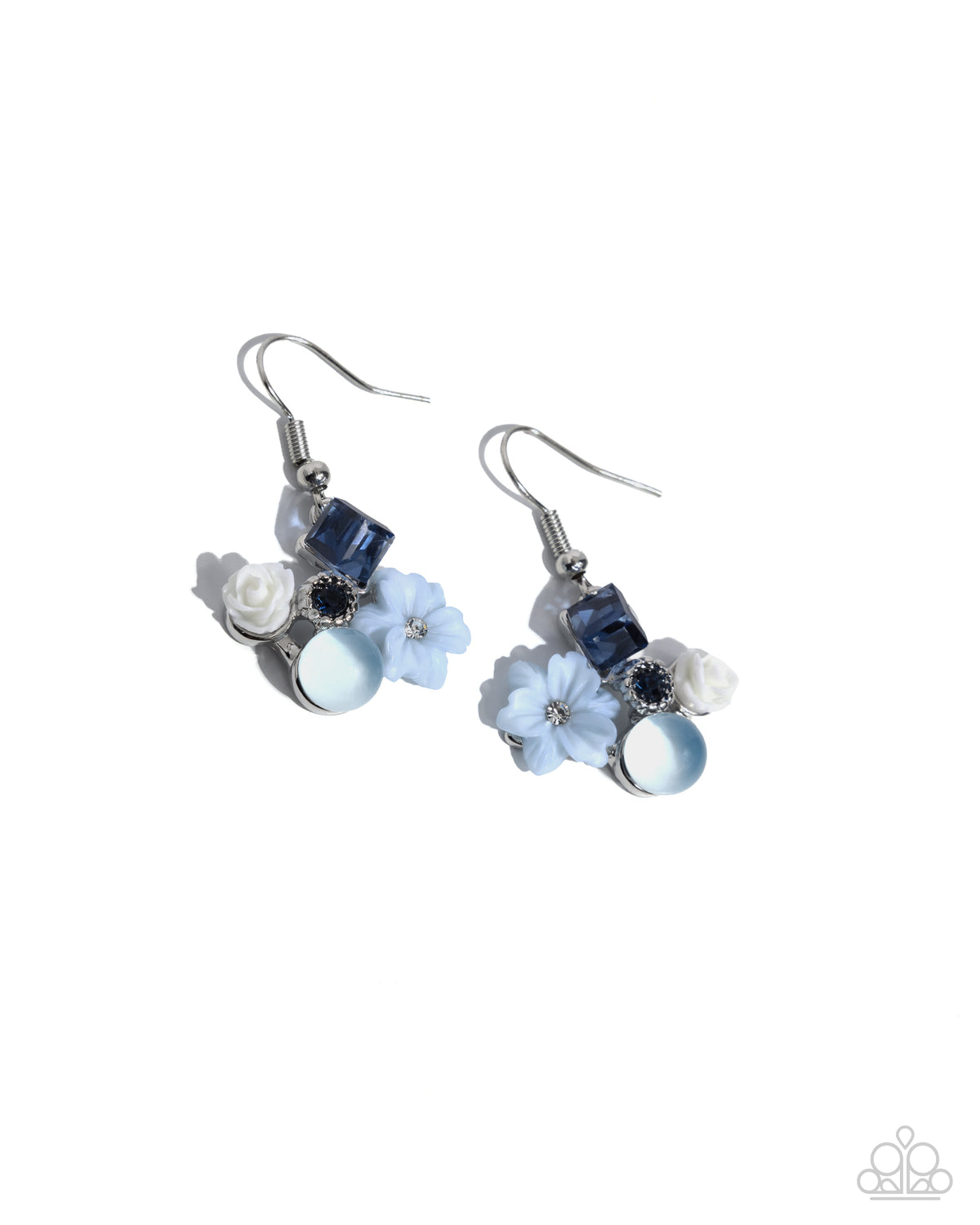 Fantastical Fairytale Blue Gem & Floral Earrings - Paparazzi Accessories- lightbox - CarasShop.com - Paparazzi Jewelry by Cara Jewels