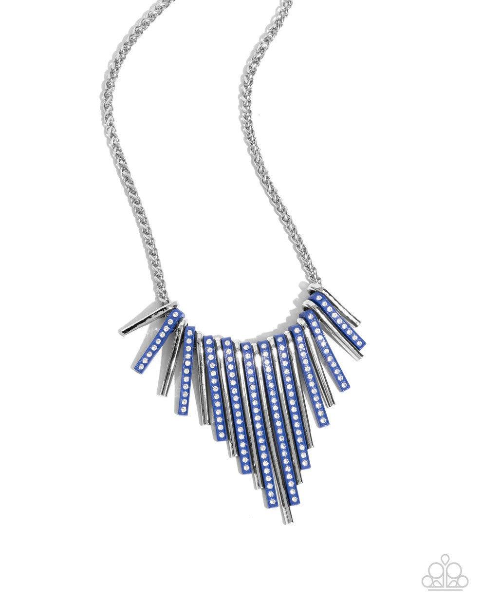 Fashionable Fringe Blue Necklace - Paparazzi Accessories- lightbox - CarasShop.com - Paparazzi Jewelry by Cara Jewels