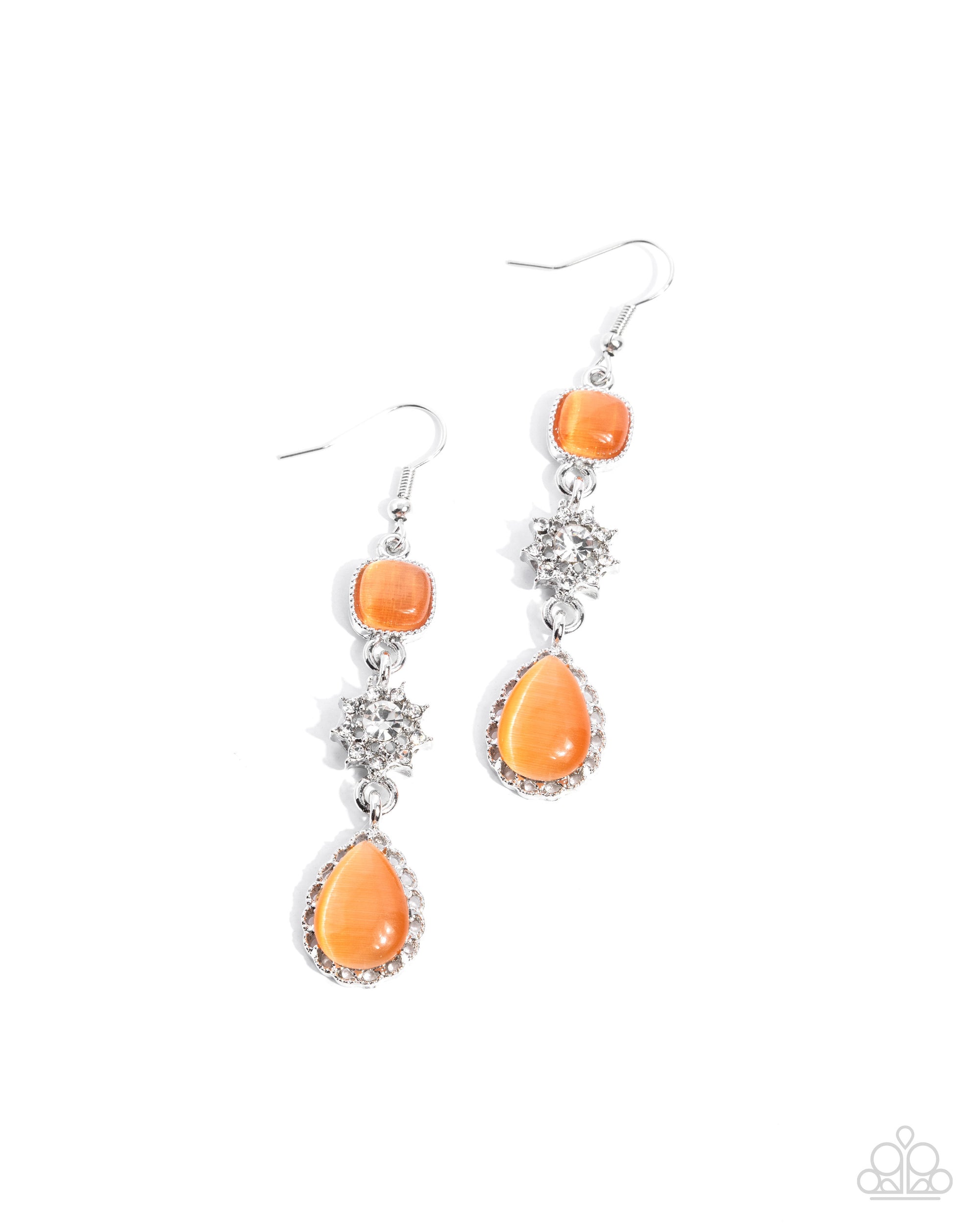 Feeling Fantastic Orange Cat's Eye Stone Earrings - Paparazzi Accessories- lightbox - CarasShop.com - Paparazzi Jewelry by Cara Jewels