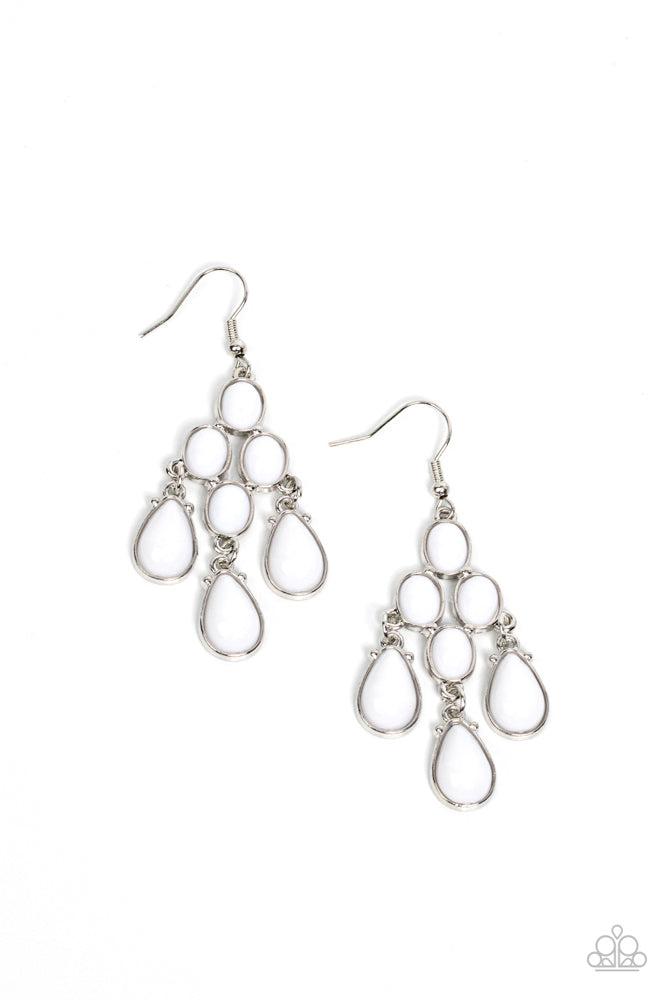 Feeling TIER-rific White Earrings - Paparazzi Accessories- lightbox - CarasShop.com - Paparazzi Jewelry by Cara Jewels