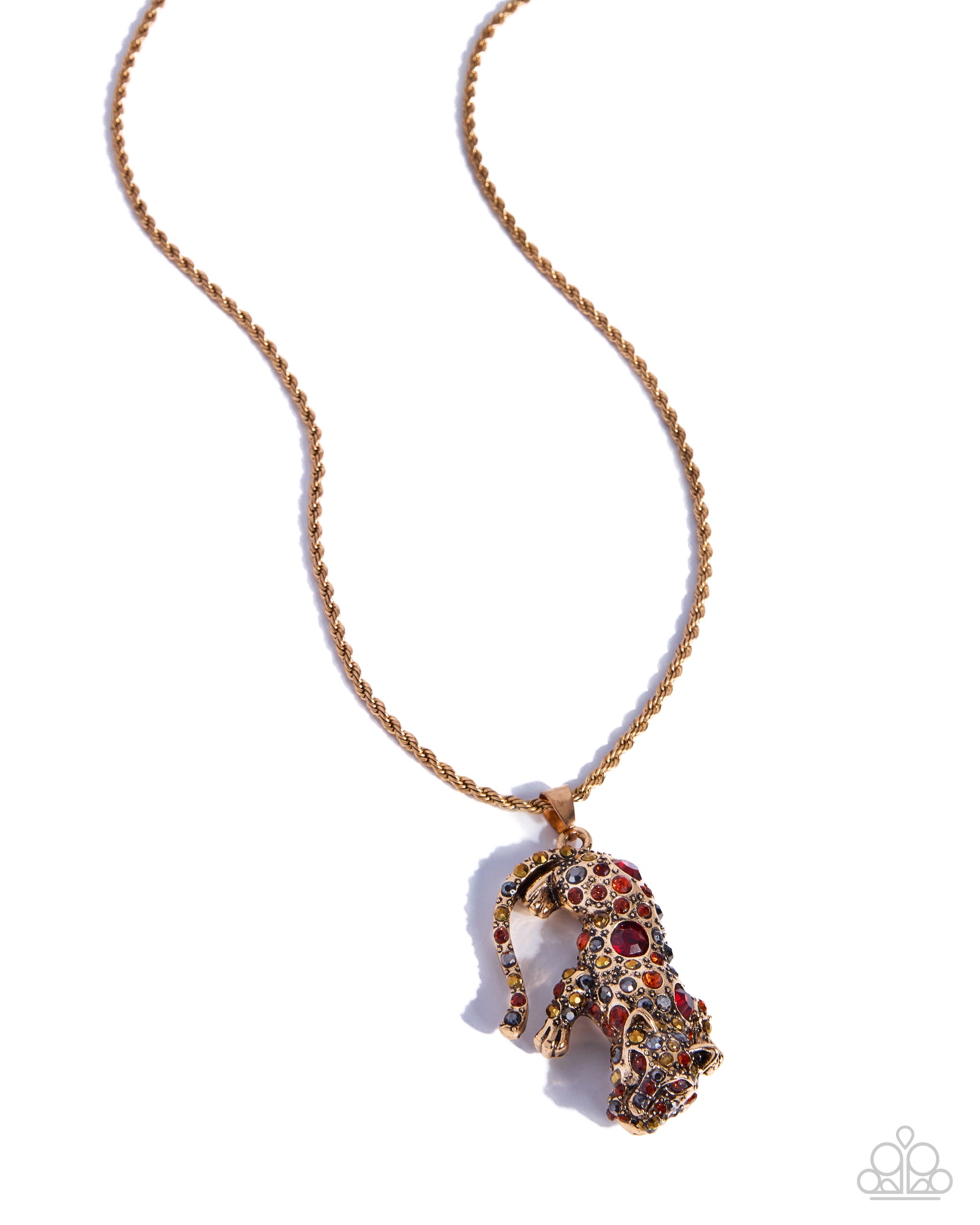 Ferocious Feline Gold & Rhinestone Necklace - Paparazzi Accessories- lightbox - CarasShop.com - Paparazzi Jewelry by Cara Jewels