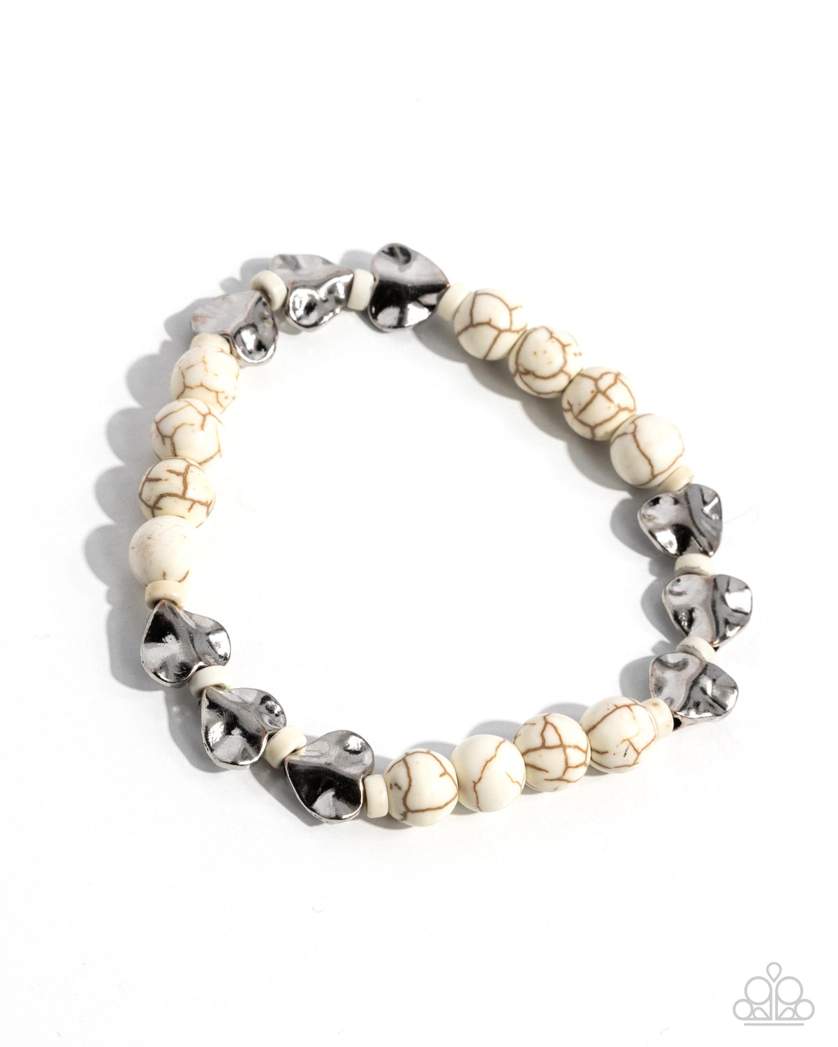 Festival Fling White Stone Bracelet - Paparazzi Accessories- lightbox - CarasShop.com - Paparazzi Jewelry by Cara Jewels