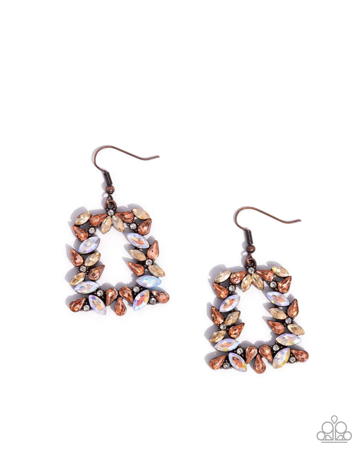 Fierce Frame Copper Gem Earrings - Paparazzi Accessories- lightbox - CarasShop.com - Paparazzi Jewelry by Cara Jewels