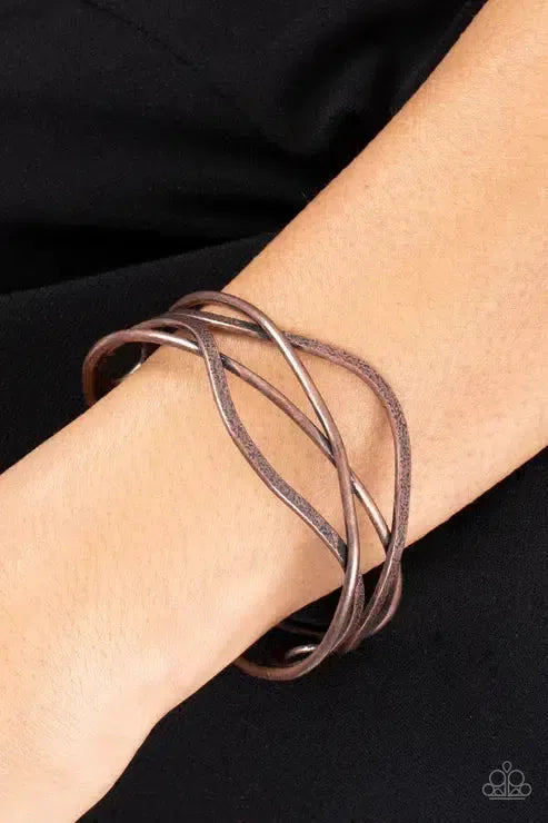 Fierce Fusion Copper Bracelet - Paparazzi Accessories-on model - CarasShop.com - Paparazzi Jewelry by Cara Jewels