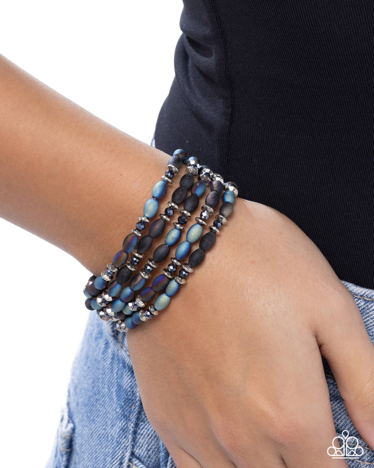 Final Impression Black Bracelet - Paparazzi Accessories-on model - CarasShop.com - Paparazzi Jewelry by Cara Jewels