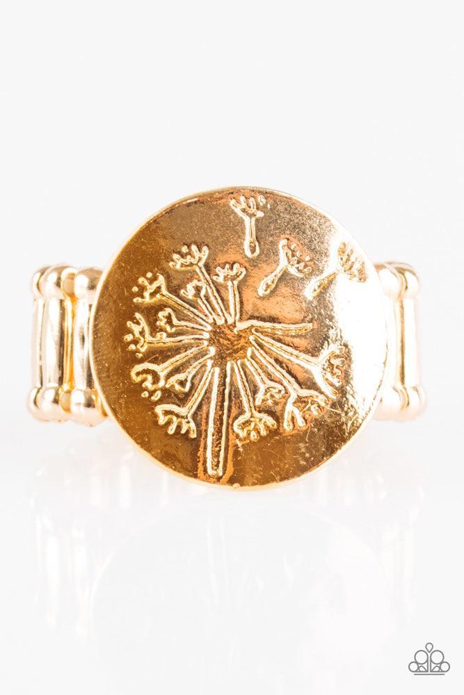 Fine and DANDELION Gold Ring - Paparazzi Accessories- lightbox - CarasShop.com - Paparazzi Jewelry by Cara Jewels