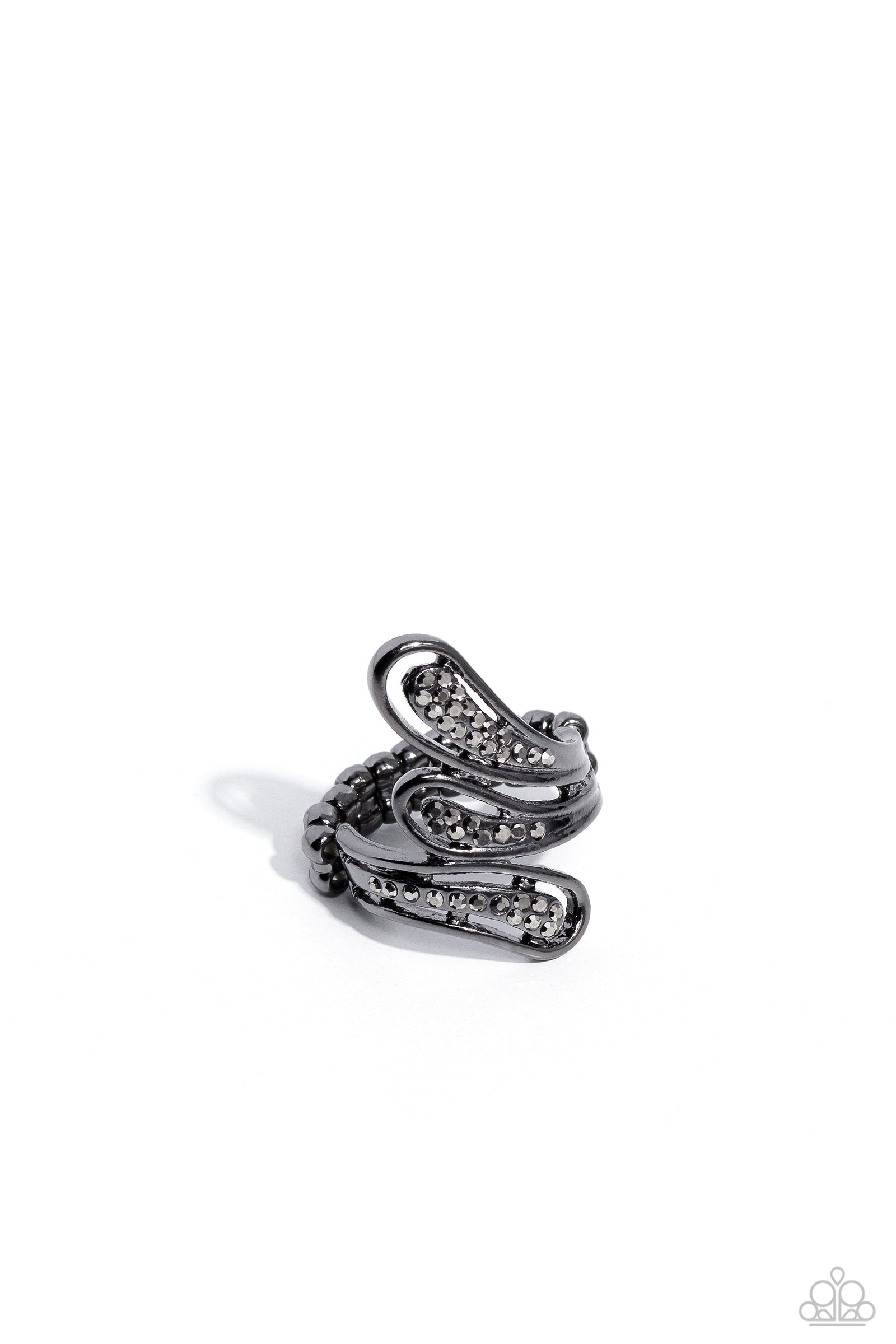 Flared Fashion Gunmetal Black & Hematite Ring - Paparazzi Accessories- lightbox - CarasShop.com - Paparazzi Jewelry by Cara Jewels