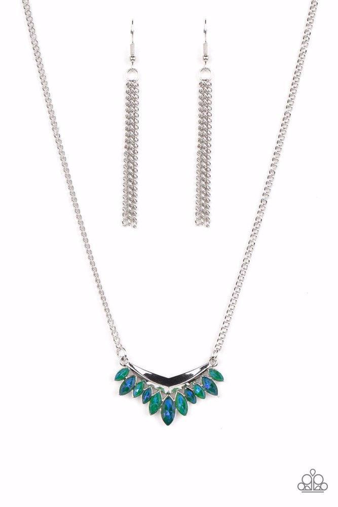 Flash of Fringe Green Necklace - Paparazzi Accessories- lightbox - CarasShop.com - Paparazzi Jewelry by Cara Jewels