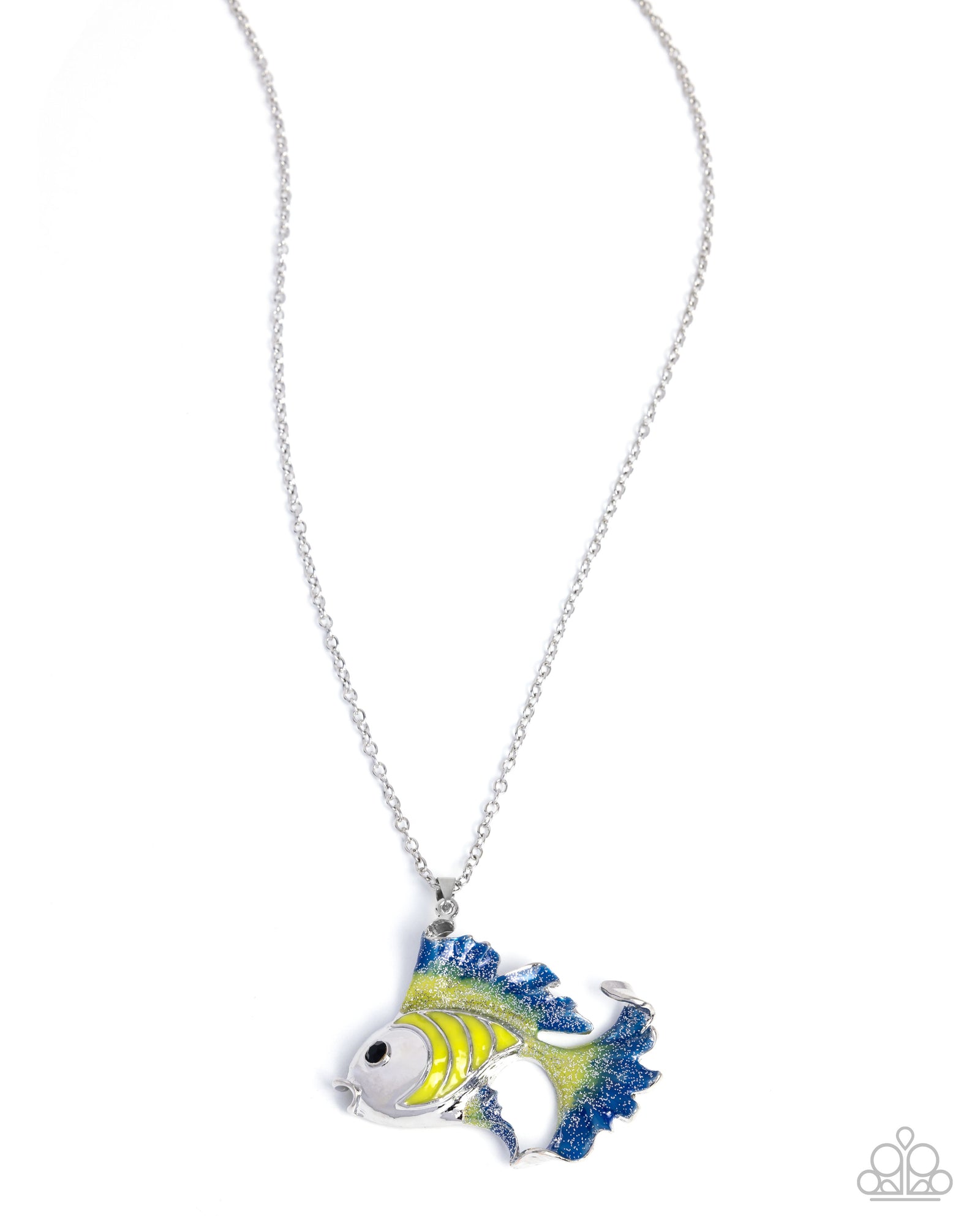 Flashy Fish Yellow & Blue Necklace - Paparazzi Accessories- lightbox - CarasShop.com - Paparazzi Jewelry by Cara Jewels
