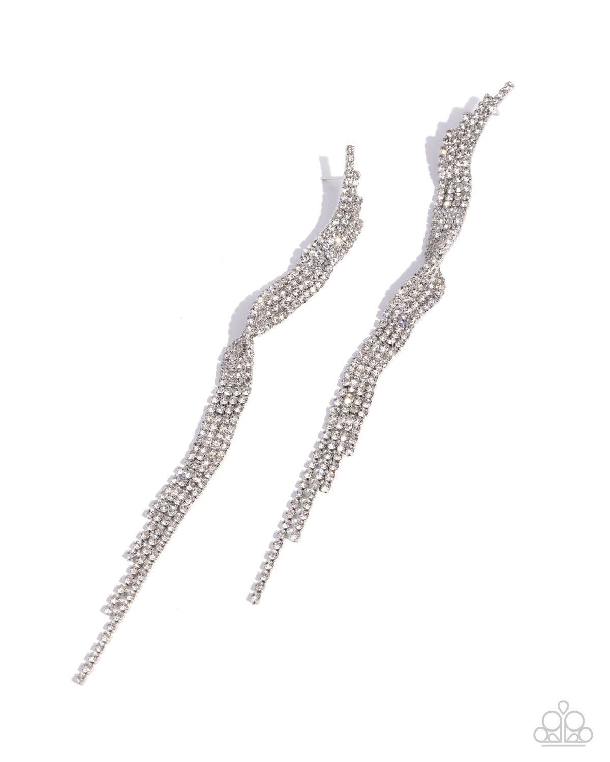 Flashy Following White Rhinestone Earrings - Paparazzi Accessories- lightbox - CarasShop.com - Paparazzi Jewelry by Cara Jewels