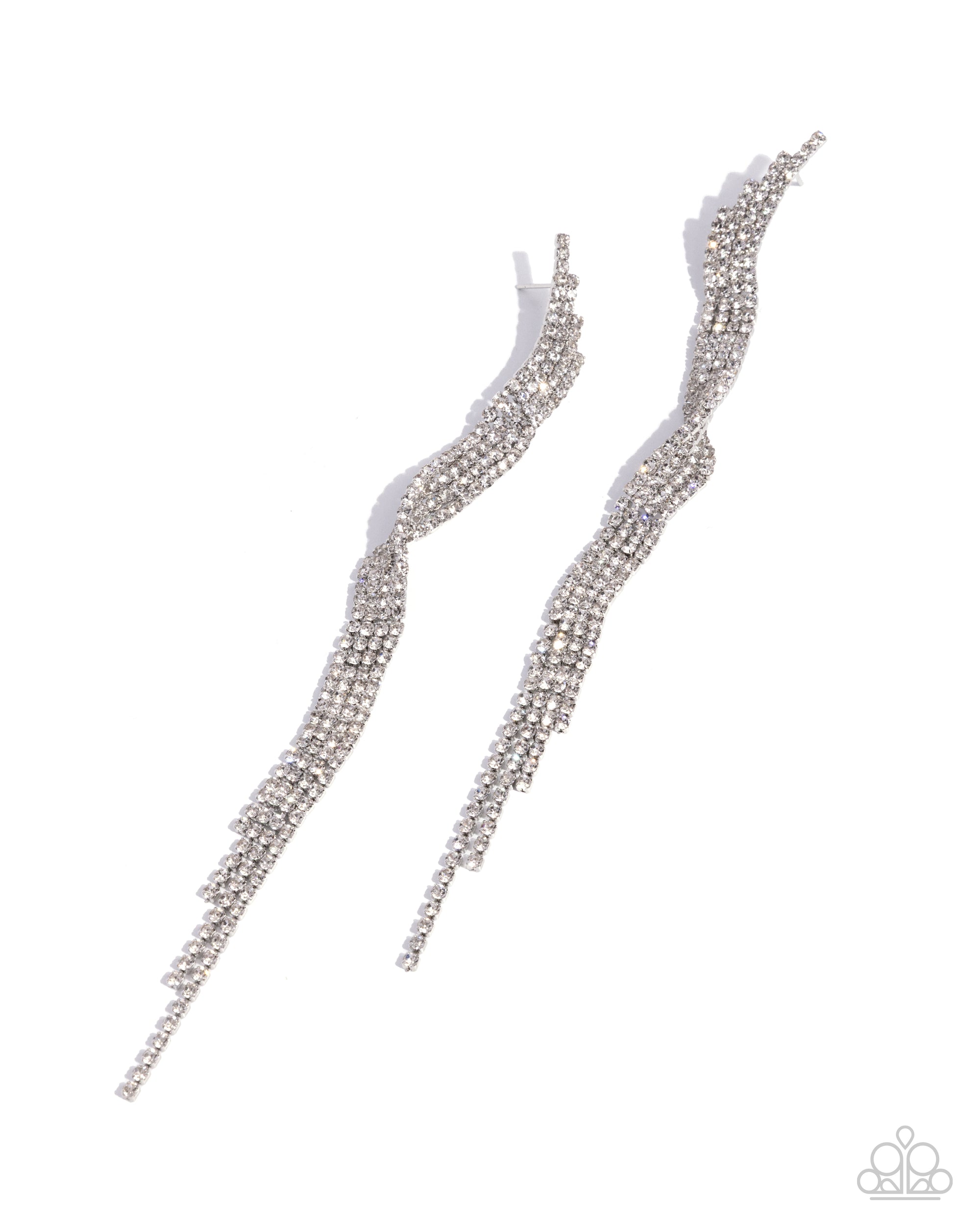 Flashy Following White Rhinestone Earrings - Paparazzi Accessories- lightbox - CarasShop.com - Paparazzi Jewelry by Cara Jewels