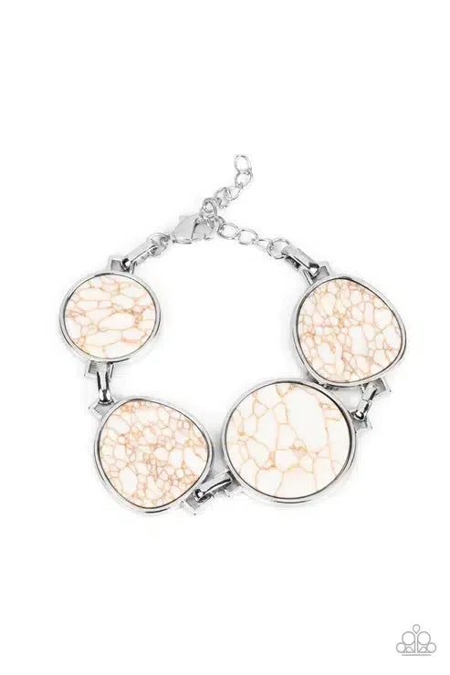 Flat Out Frontier White Bracelet - Paparazzi Accessories- lightbox - CarasShop.com - Paparazzi Jewelry by Cara Jewels