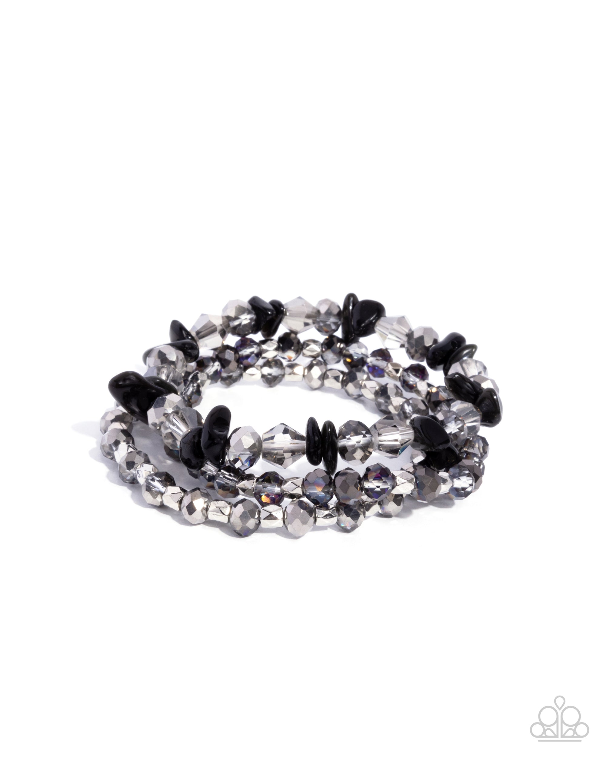 Flawless Facets Black & Silver Bracelet - Paparazzi Accessories- lightbox - CarasShop.com - Paparazzi Jewelry by Cara Jewels