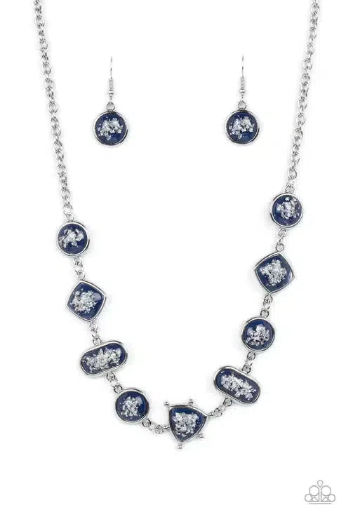 Fleek and Flecked Blue Necklace - Paparazzi Accessories- lightbox - CarasShop.com - Paparazzi Jewelry by Cara Jewels