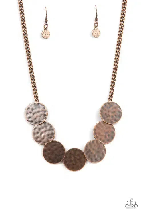Flip A Coin Copper Necklace - Paparazzi Accessories- lightbox - CarasShop.com - Paparazzi Jewelry by Cara Jewels