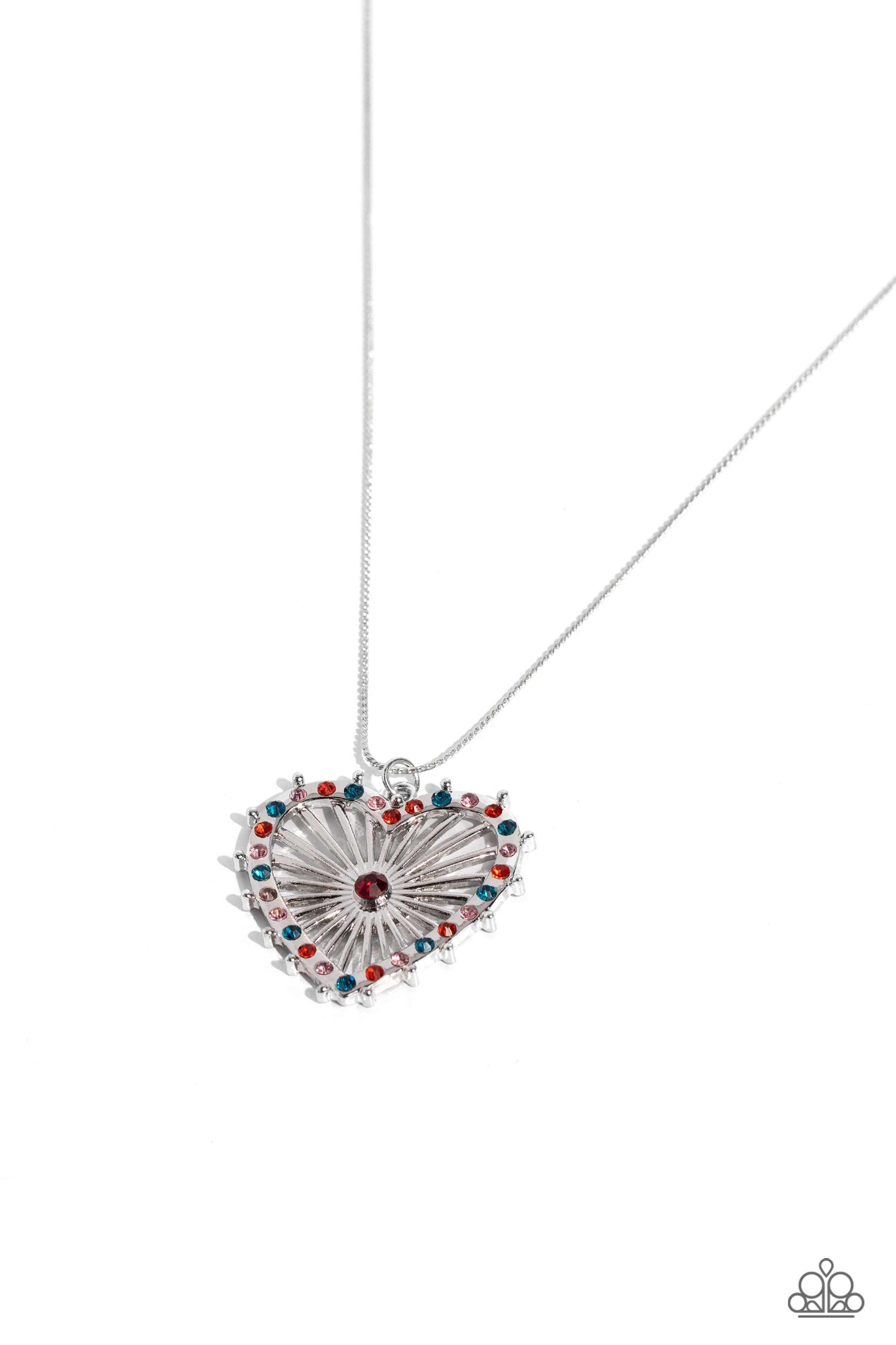 Flirting Ferris Wheel Red Rhinestone Heart Necklace - Paparazzi Accessories- lightbox - CarasShop.com - Paparazzi Jewelry by Cara Jewels