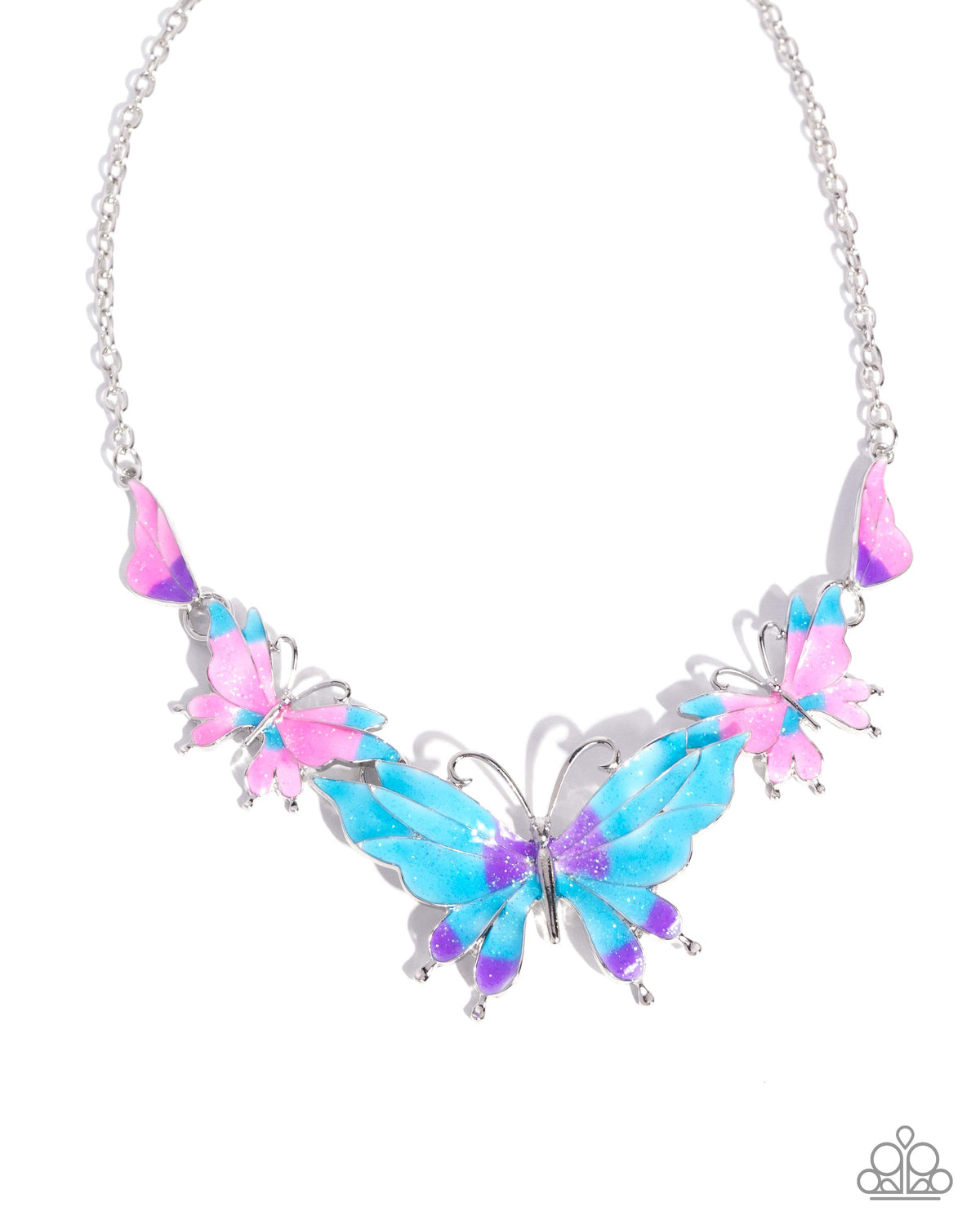 Floating Feature Multi Butterfly Necklace - Paparazzi Accessories- lightbox - CarasShop.com - Paparazzi Jewelry by Cara Jewels