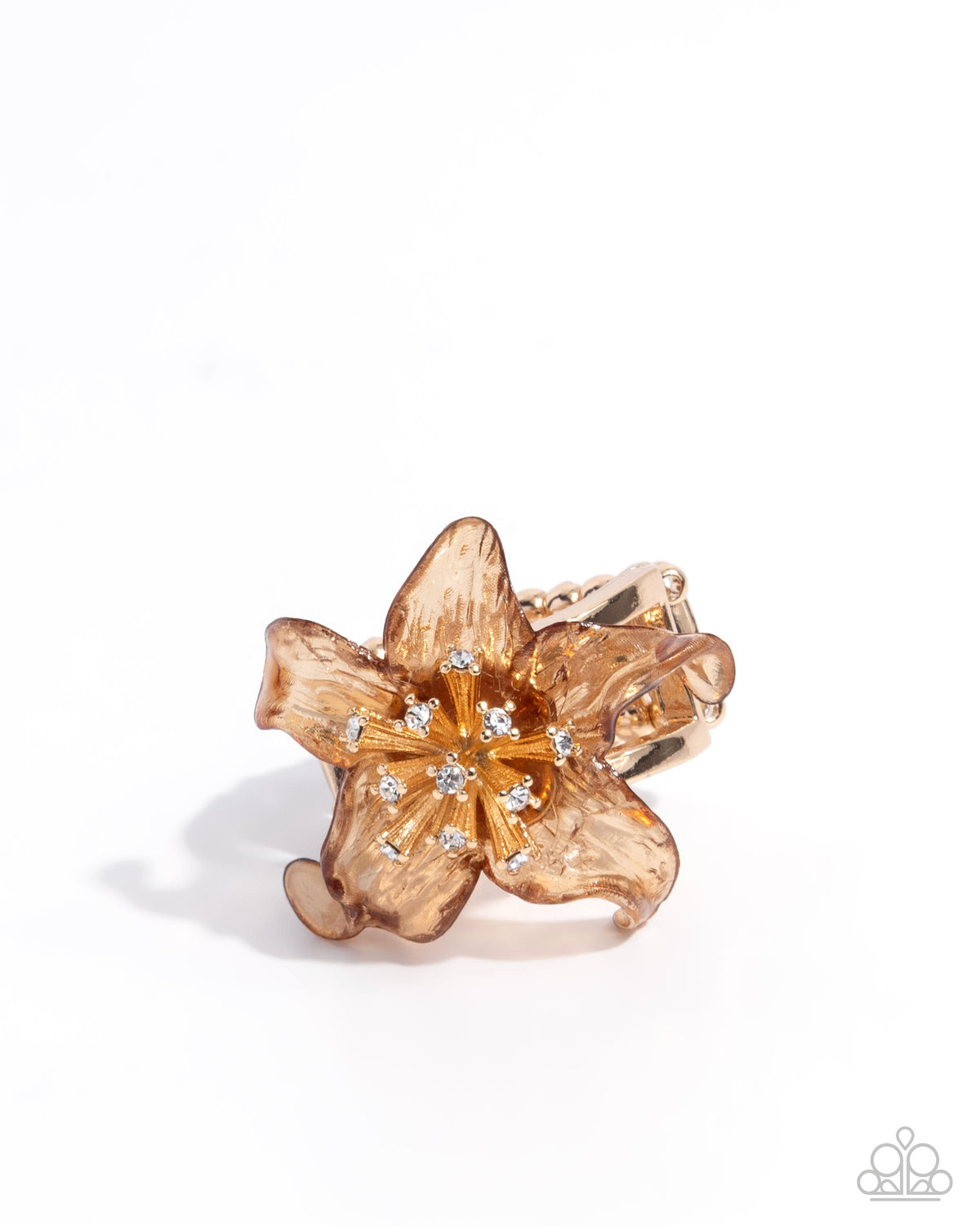 Floral Fable Brown Flower Ring - Paparazzi Accessories- lightbox - CarasShop.com - Paparazzi Jewelry by Cara Jewels