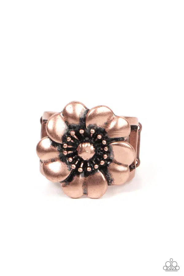 Floral Farmstead Copper Ring - Paparazzi Accessories- lightbox - CarasShop.com - Paparazzi Jewelry by Cara Jewels