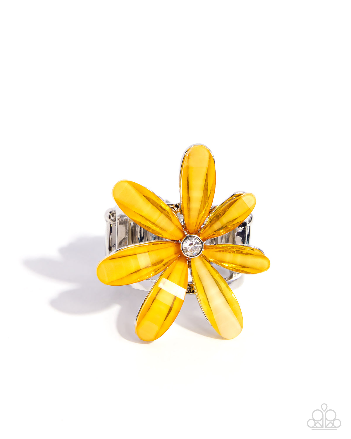 Floral Feasibility Yellow Ring - Paparazzi Accessories- lightbox - CarasShop.com - Paparazzi Jewelry by Cara Jewels
