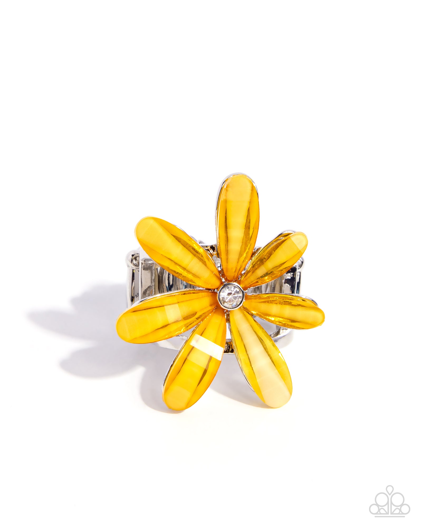 Floral Feasibility Yellow Ring - Paparazzi Accessories- lightbox - CarasShop.com - Paparazzi Jewelry by Cara Jewels
